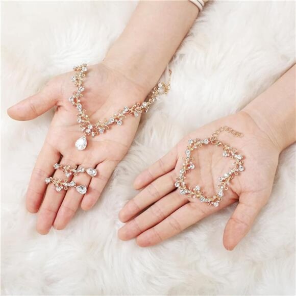 Rhinestone Wedding Jewelry Set Bridal Necklace Bracelet Earrings Prom Gift Women - Picture 7 of 8